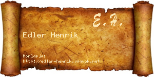 Edler Henrik névjegykártya